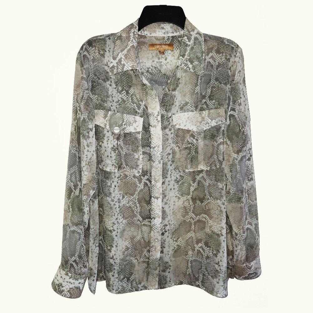 Ellen Tracy Snake Printed Blouse Size M